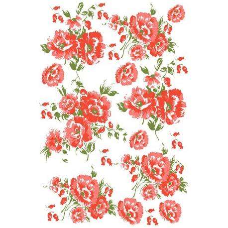 Papel De Parede Floral Flores Vermelhas Fundo Branco